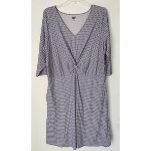 LANDS' END Geometric Print 3/4 Sleeve Fit and Flare Dress Size 2X (20W-22W)‎